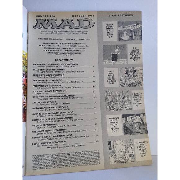 MAD #226 EC Comic Book 1981 Superman II Too Close For Comfort Parody Spoofs - Picture 2 of 5